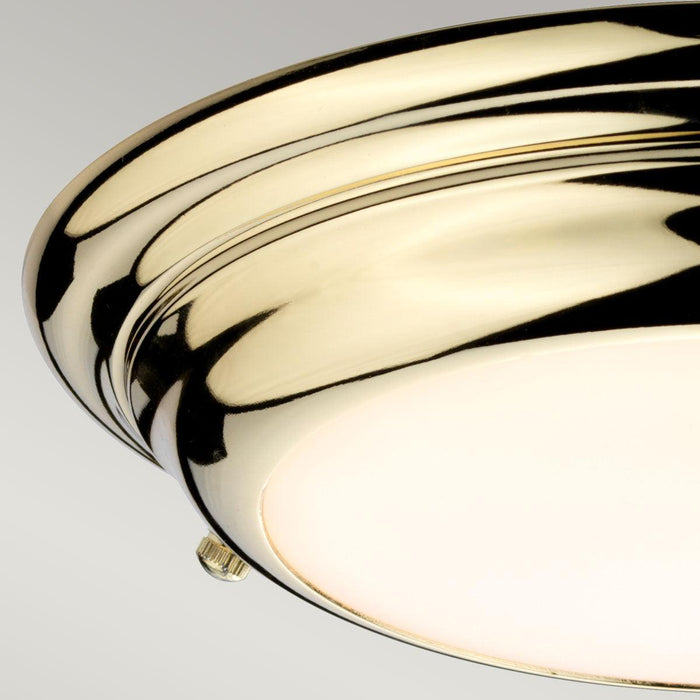 Welland Mini LED Flush Polished Brass Bathroom Ceiling Light — side profile