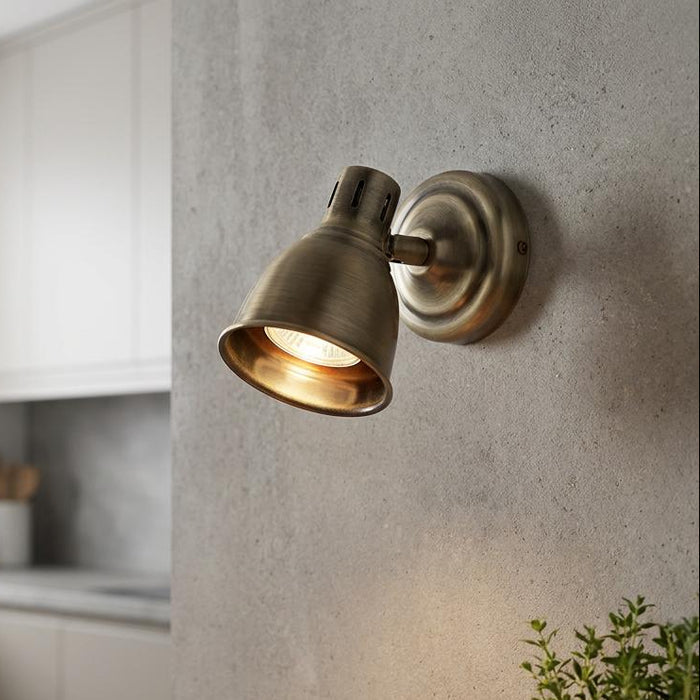 Westbury 1 Light Brass Kitchen Spotlight by Endon Lighting — suits kitchens, living rooms & bedrooms