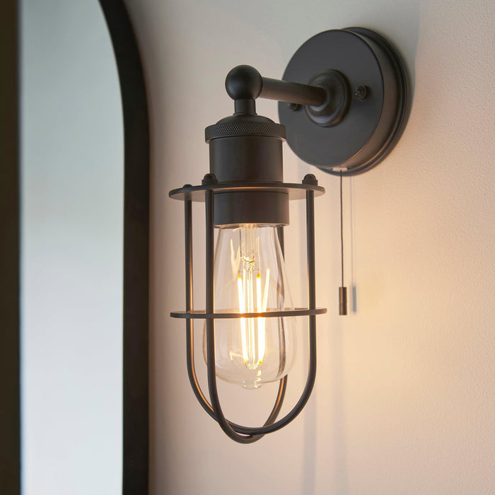 weston black caged bathroom wall light pull cord Living room lighting image