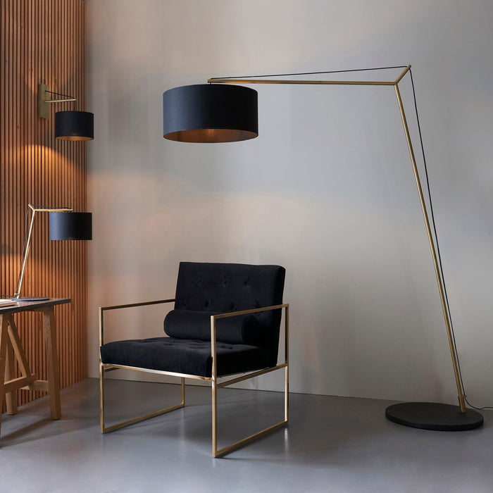 Wimbledon Matt Brass Table Lamp - Black Shade-Living Lights-Living-Room-Tiffany Lighting Direct-[image-position]