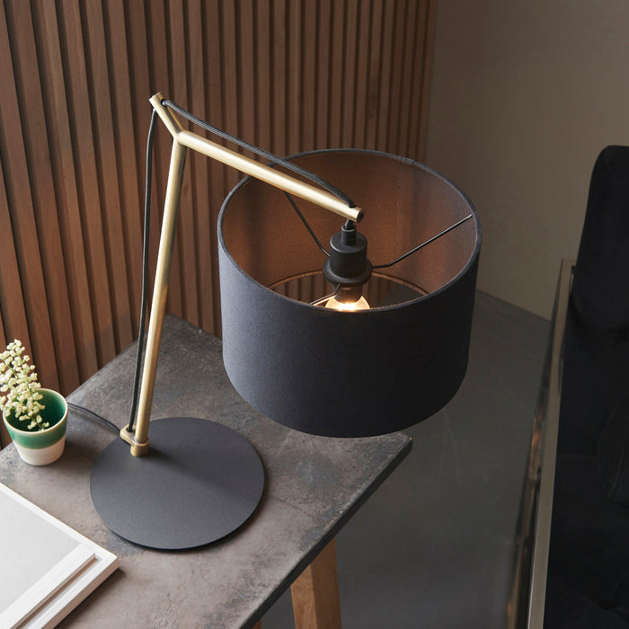 Wimbledon Matt Brass Table Lamp - Black Shade-Living Lights-Living-Room-Tiffany Lighting Direct-[image-position]