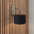 wimbledon matt nickel wall light with black shade Living room lighting image