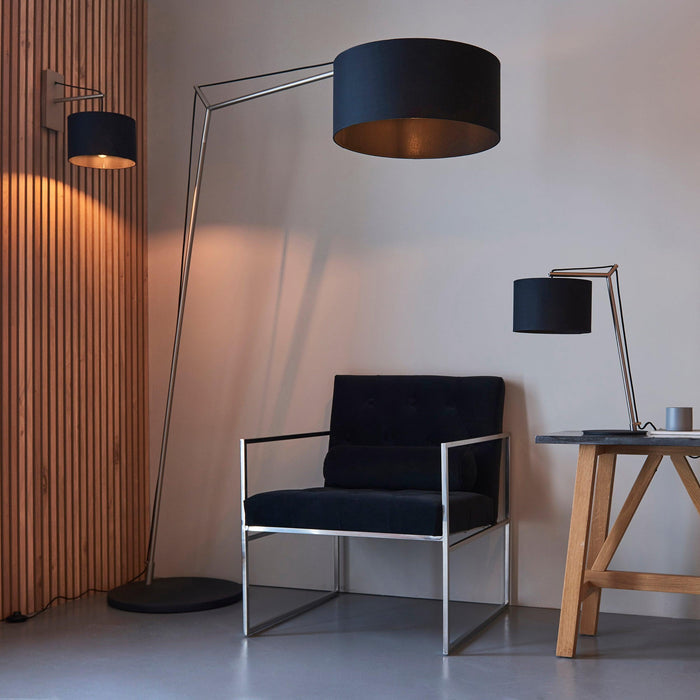 wimbledon matt nickel wall light with black shade mDining room lighting