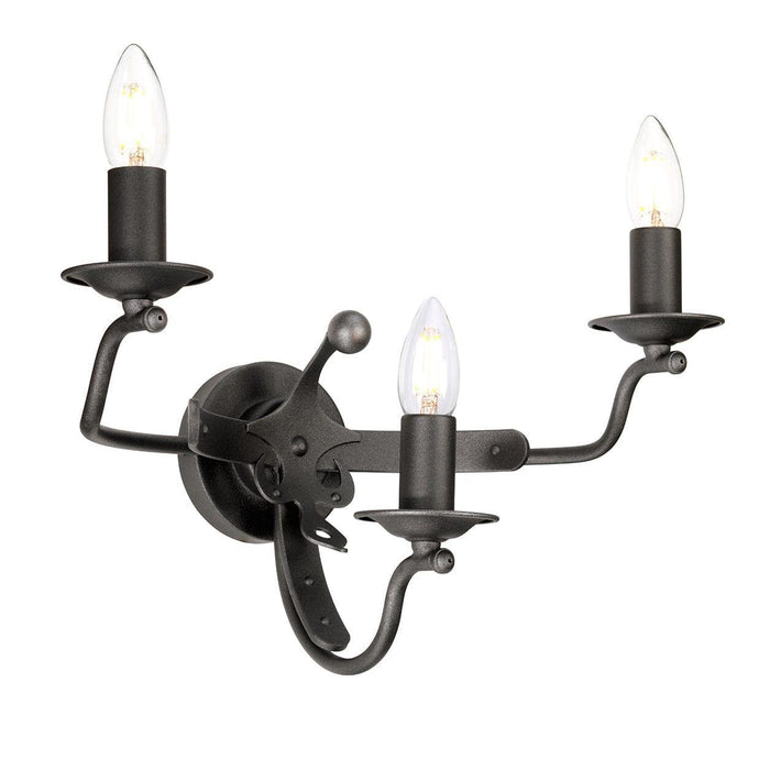 windsor 3 light graphite wall light elstead lighting