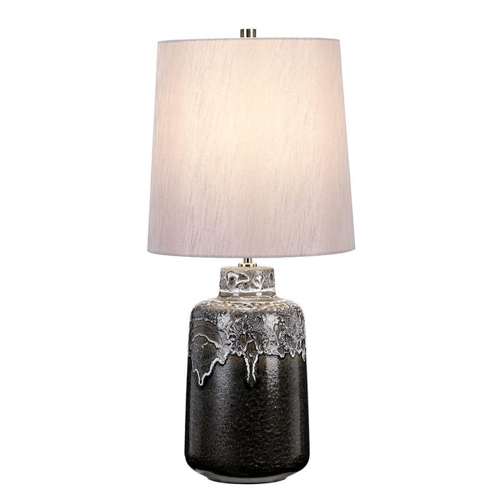 Woolwich 1 Light Graphite & White Glazed Ceramic Table Lamp Elstead Lighting 1