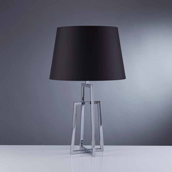 York Chrome Crossed Frame Table Lamp - Black Shade-Living-Room-Tiffany Lighting Direct-[image-position]