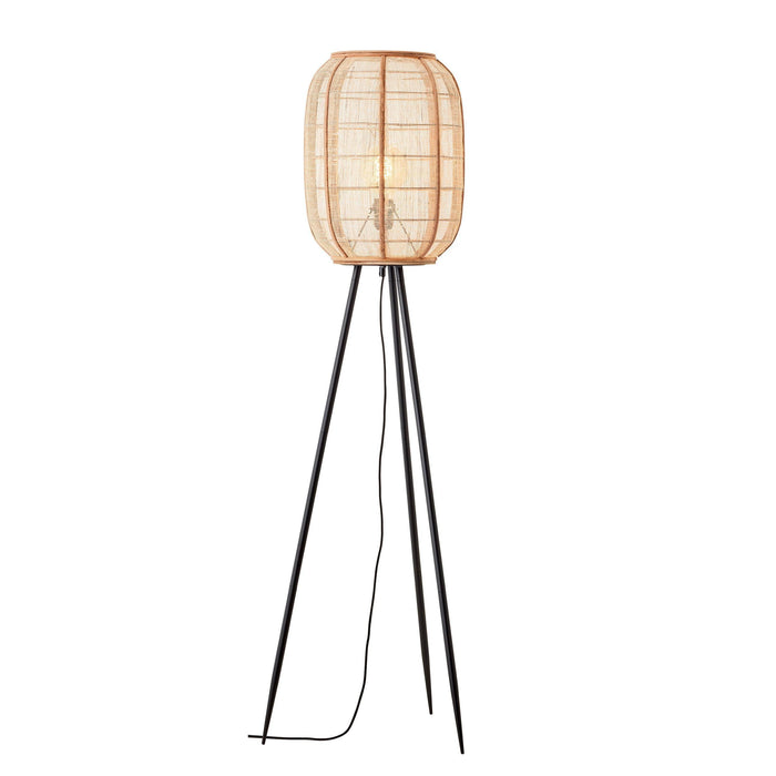 zaire black floor lamp with natural linen shade by Endon Lighting Living room image